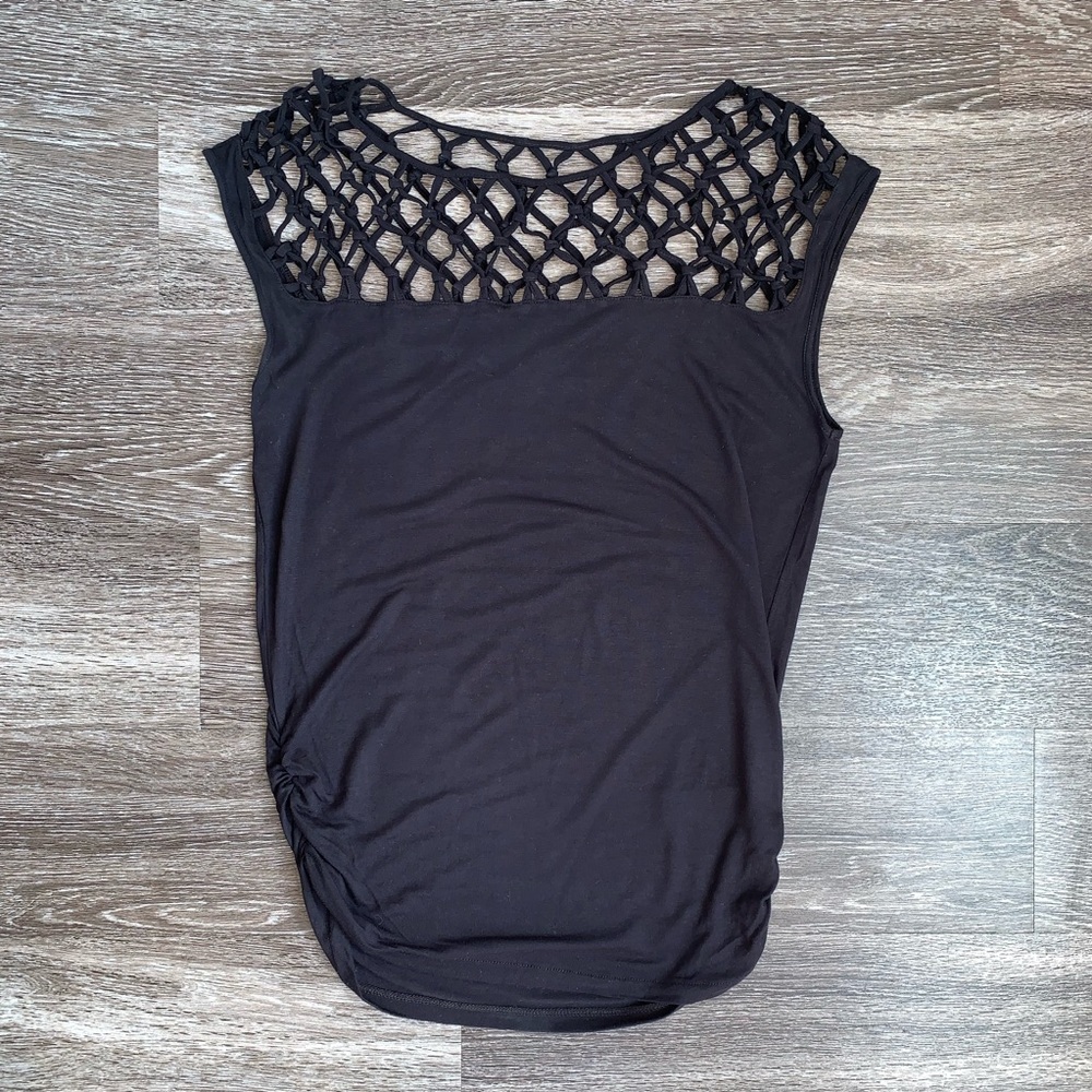 Forever 21 Black Cut Out Net Top